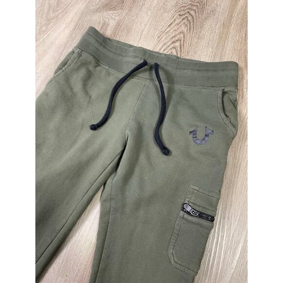True Religion Green Jogger Sweatpants Men’s Size S Cargo Pockets Drawstring - Picture 7 of 7